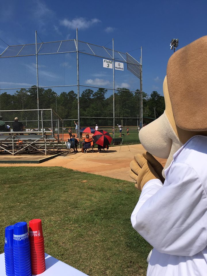 MainStreet Family Urgent Care Mascot at the Creektown Ball Park