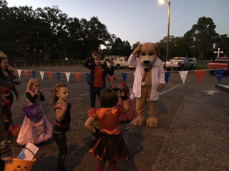 Mascot of Mainstreet and Trick or Treaters