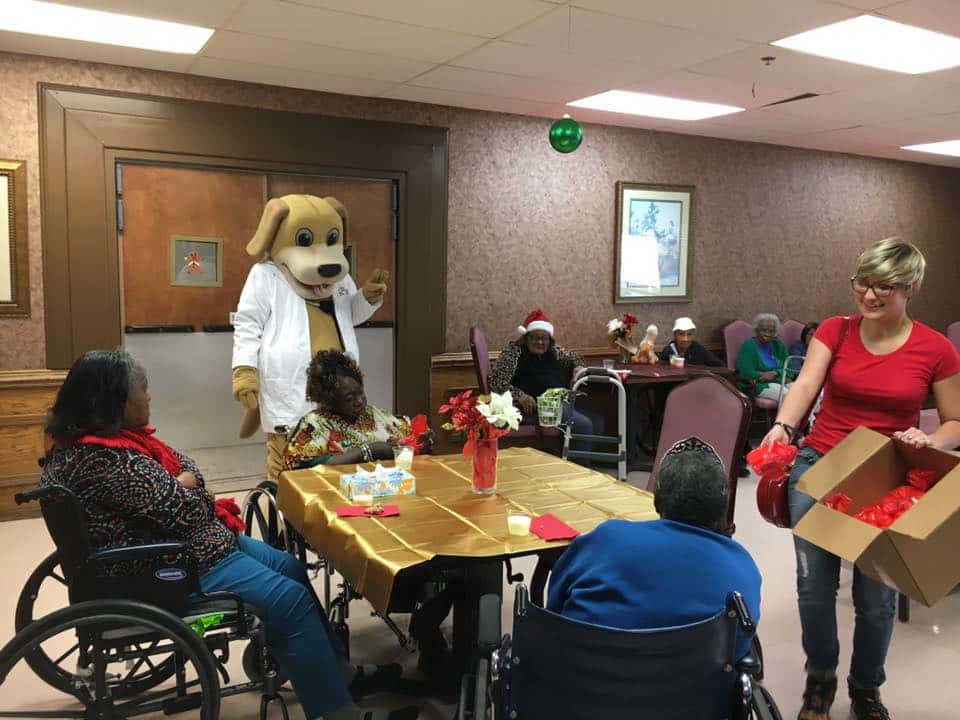 It's the most wonderful time of the year at mainstreet eufaula mainstreet mascot at crowne healthcare senior citizens