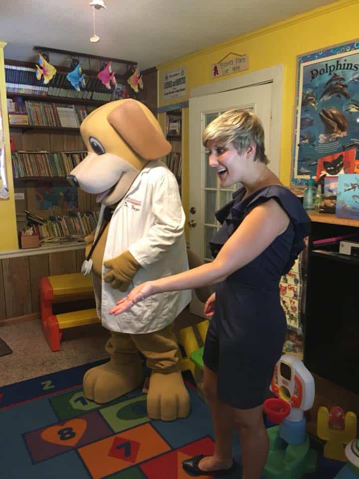 MainStreet Mascot Dr. Wags and Community Educator Katie Walden Philly's Daycare July