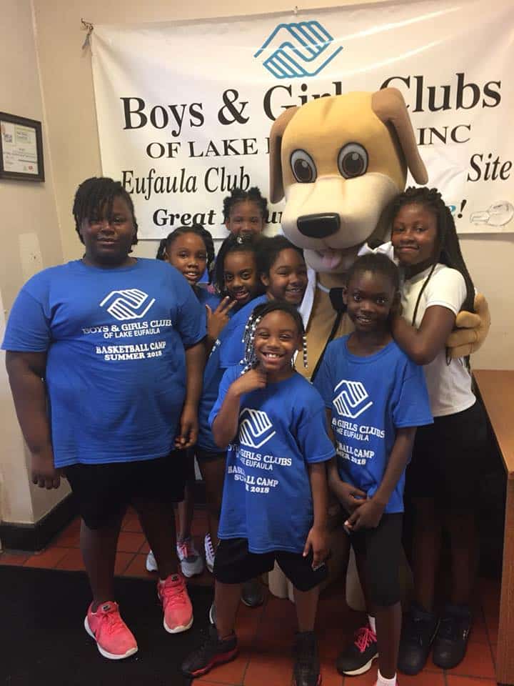 July Dr. Wags boys and girls club camp basketball mainstreet mascot