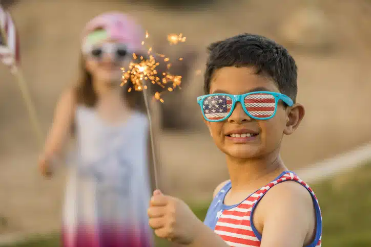 kids at Fourth of July celebrations fireworks