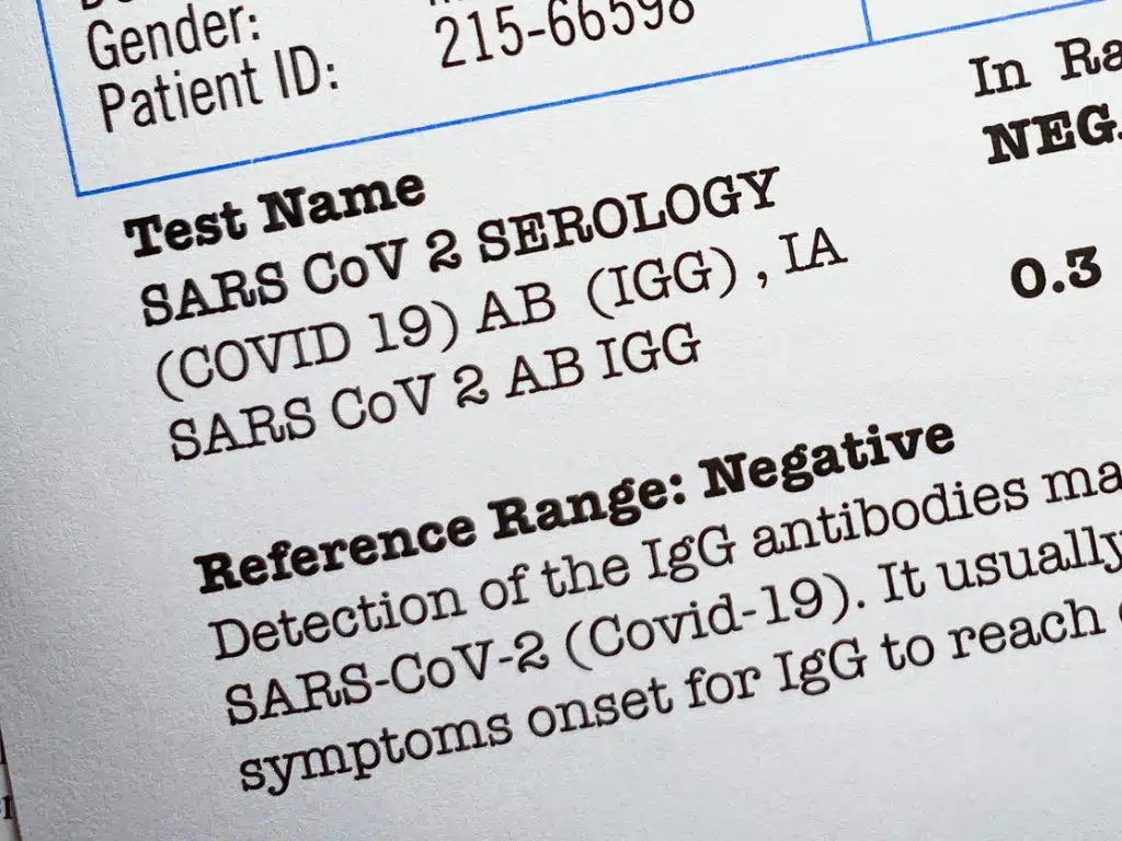 patient covid test results