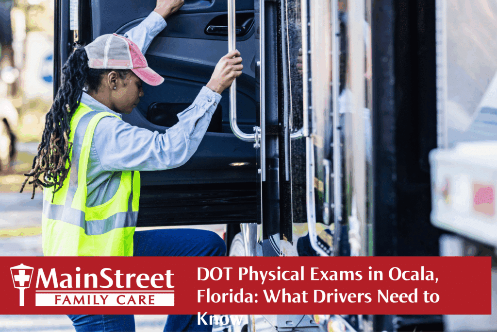 Woman getting inside an 18 wheeler. Featured image for DOT physicals in Ocala, Florida blog.