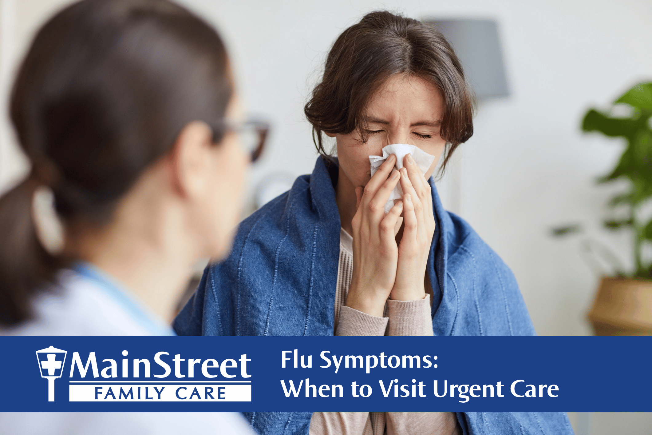Person sneezing. Featured image for Flu Symptoms: When to Visit Urgent Care